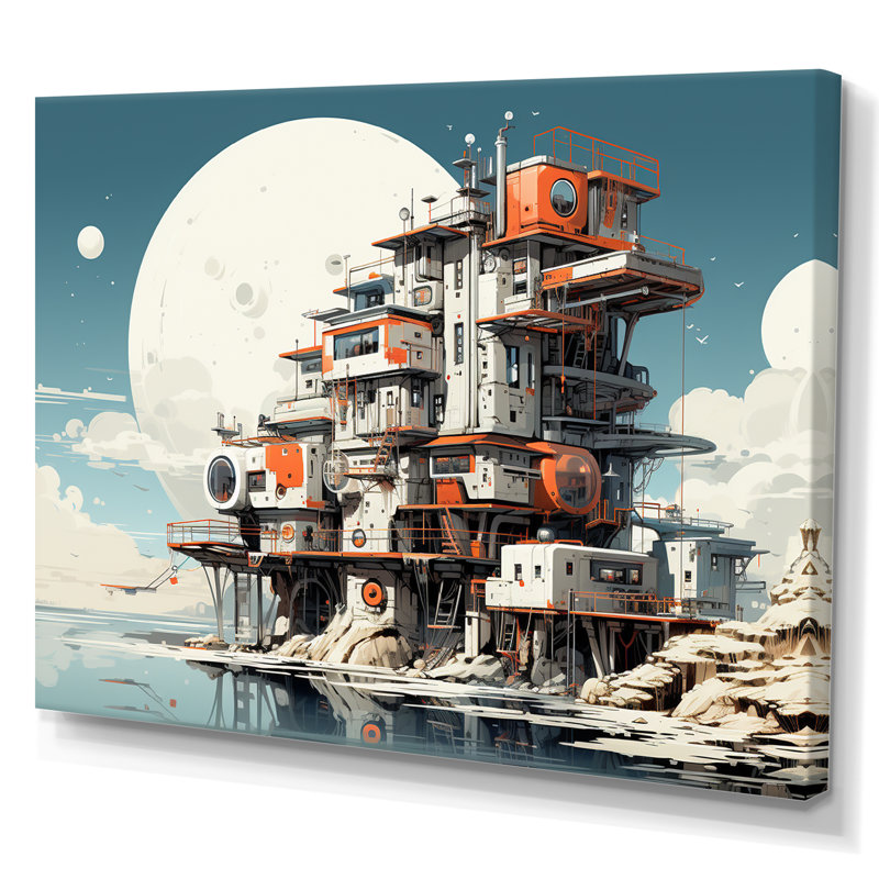 Château fantastique I - impression, H 24 po x l 32 po x P 1 po, Toile tendue