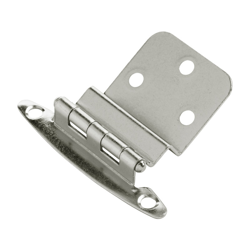 Surmatelas à fixation en surface variable, cadre frontal encastré de 3/8 po - Nickel satiné - charnières de porte d'armoire (ensemble de 2)