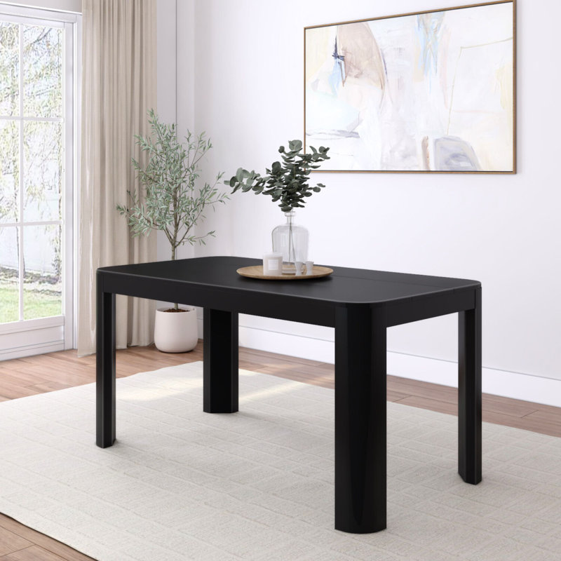 Table de salle à manger en bois massif Bergeman, Noir, H 30 po x l 32 po x L 60 po