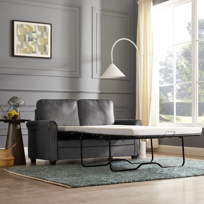 Aletra 2 Seater Sofa Bed, Velvet, Grey