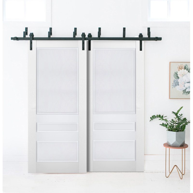Portes de grange à panneaux en bois Veregio, 56 po x 84 po, Blanc