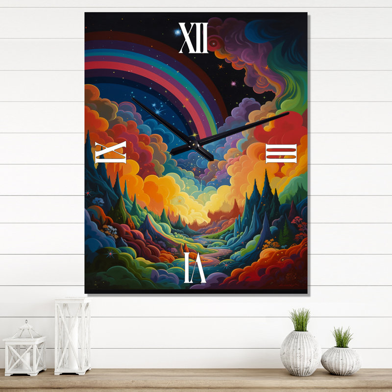 Horloge murale Rainbow Mountain, H 32 po x l 16 po x P 1 po