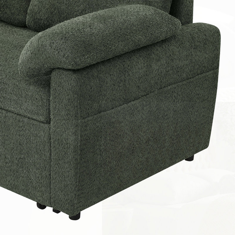 3-In-1 Pull-Out Sectional With Storage, Green