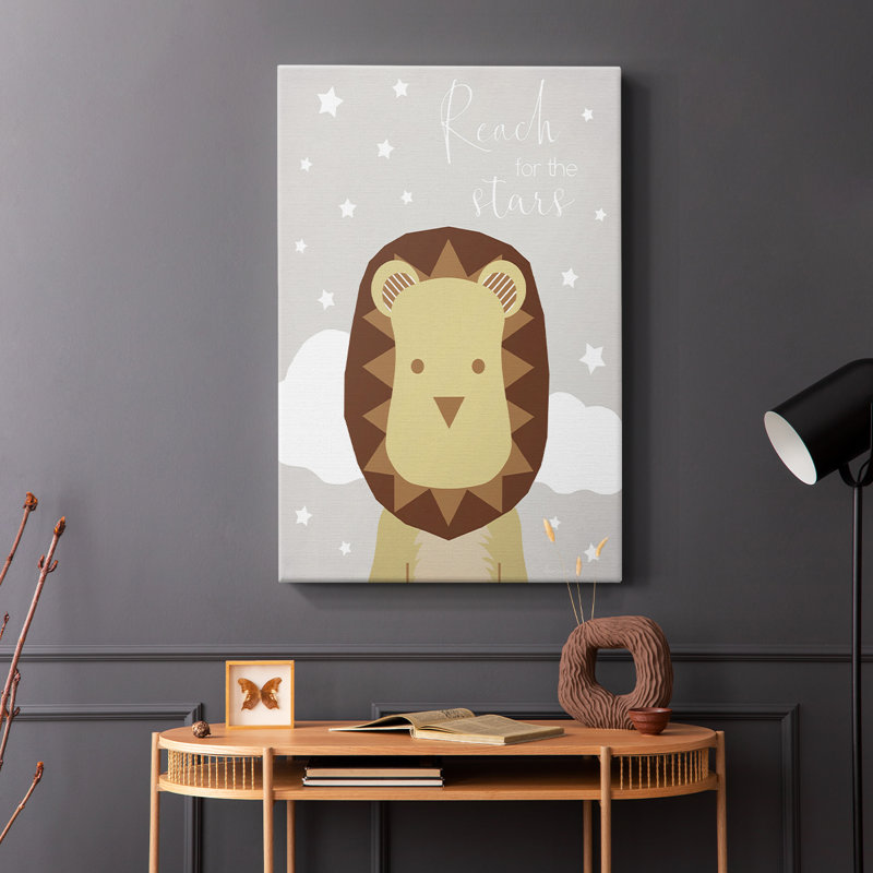 Lion étoilé - Cavas enveloppés de galerie, H 27 po x l 18 po