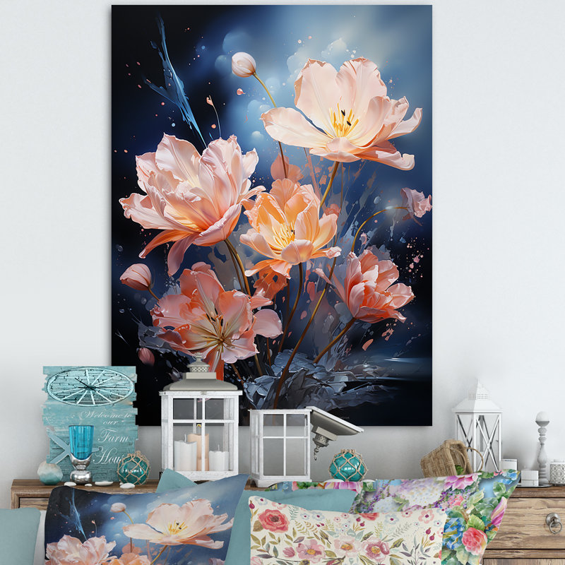 «Tulipes beiges» sur toile imprimée, Toile tendue, H 44 po x l 34 po x P 1,5 po