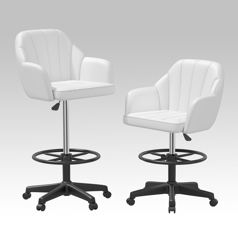 Tabouret pivotant à hauteur réglable Bhavjot, Blanc