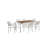 Aynura Modern Patio Dining Set for 6 with Stackable Chairs, Umbrella Hole Table, Rust-Resistant Frame and Rectangular Outdoor Table