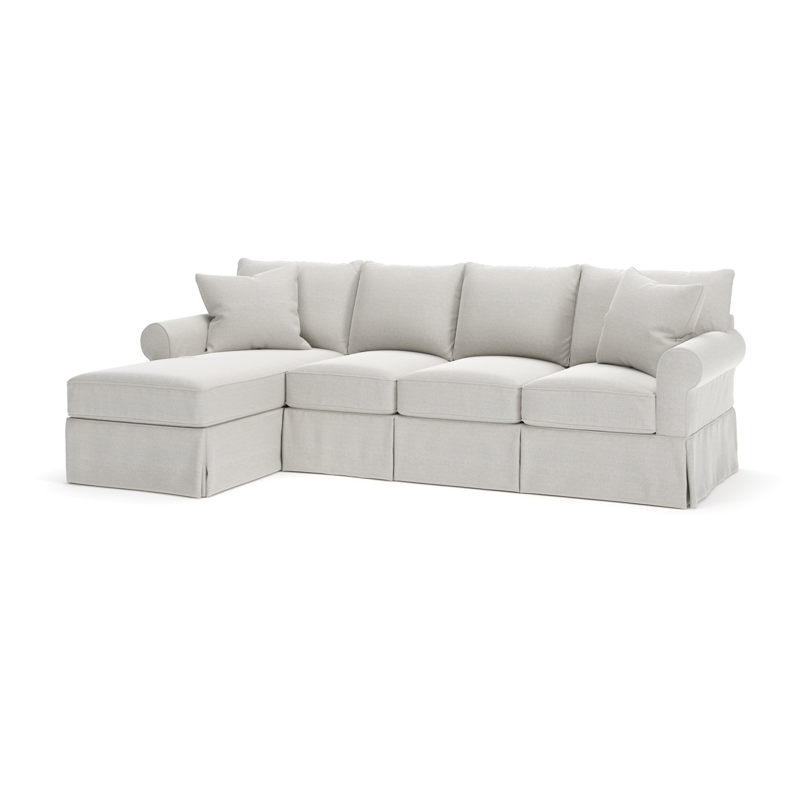 Amari Slipcovered Sectional with Sleeper Sofa, Left Hand Facing, Drusky Ivory Sustain® Basketweave