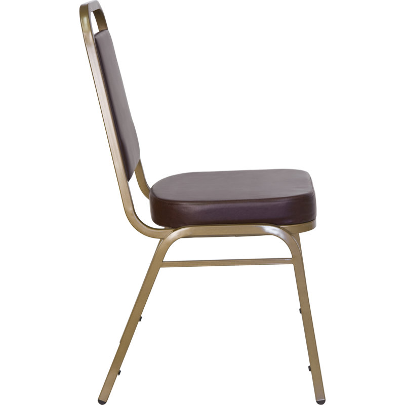 Chaise de banquet empilable à dossier trapézoïdal Canadiat, Vinyle noir, Ensemble de 10