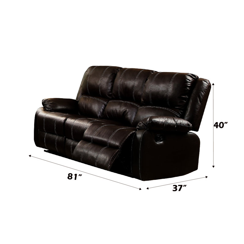 Canapé inclinable en cuir synthétique Zuriel, Brun