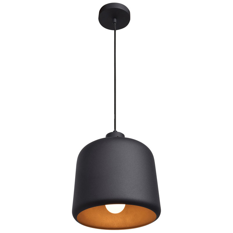Utopia 1 - Light Single Pendant, Matte Black Outer/Matte Gold Inner, No