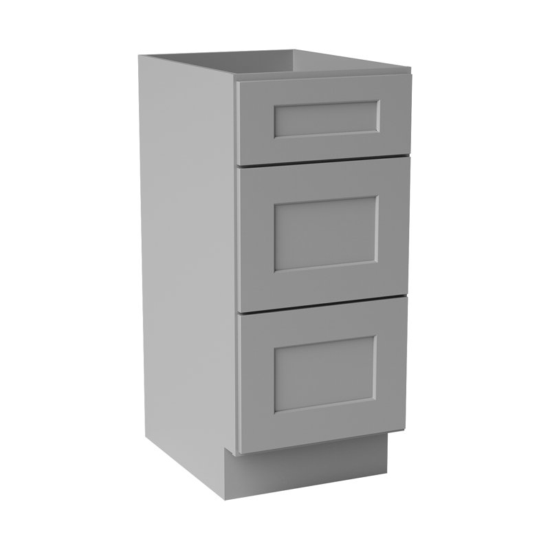 Armoire de salle de bain en bois massif prête à assembler, Gris, 15"