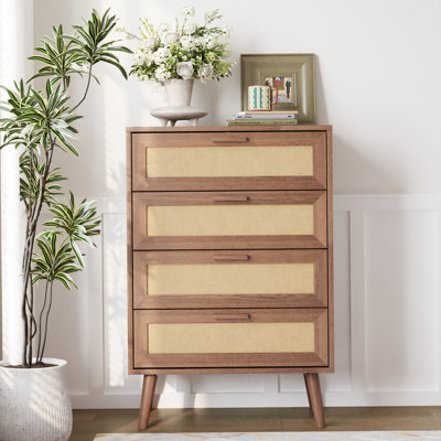4-Drawer Dresser with Solid Wood Legs