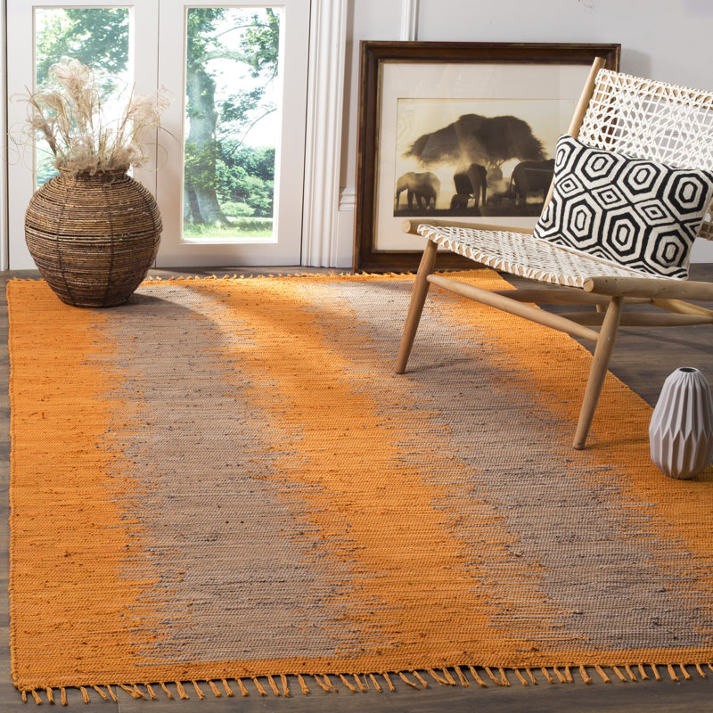 Annia Hand Woven Cotton Abstract Rug, Rectangle 6' x 9'