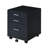 Rectangular Mobile Cabinet With 3 Drawers, Black And Chrome