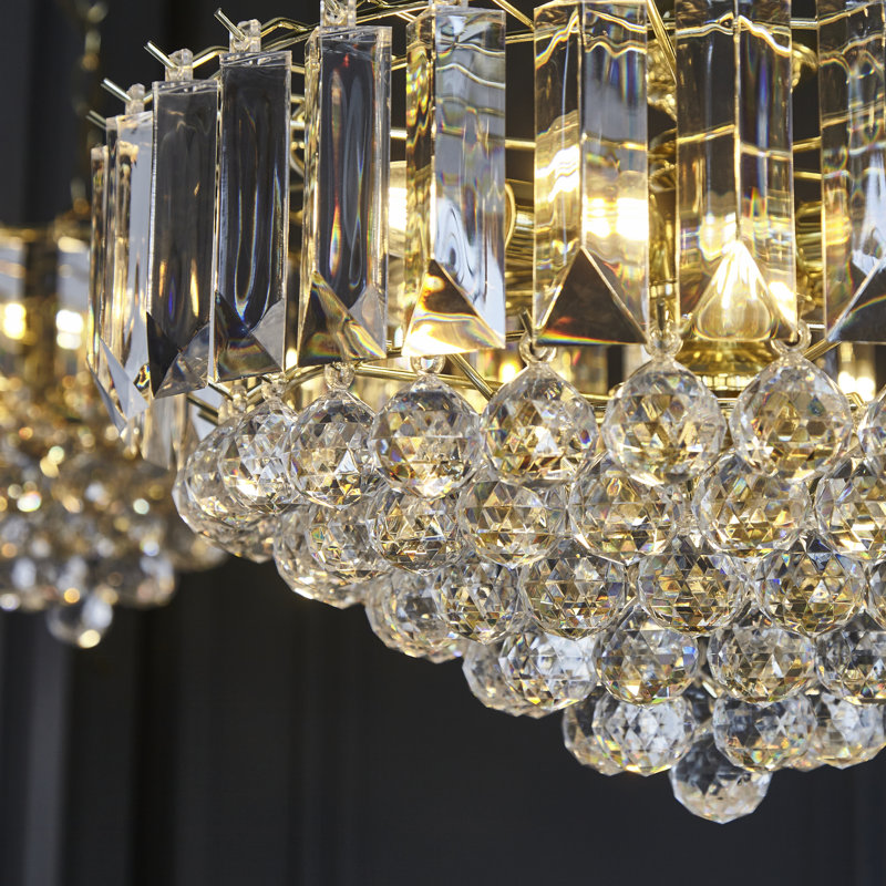 Kacey Crystal Chandelier, 42cm H x 45 cm W x 45 cm D, Bright Brass Plate, 6