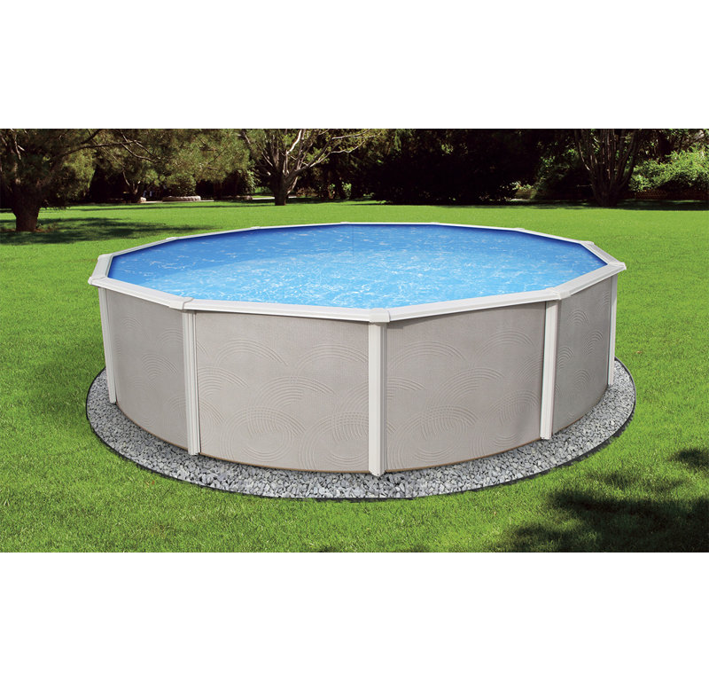 Belize Round 52-in Deep 6-in Top Rail Swimming Pool Package, 15' W x 48" H