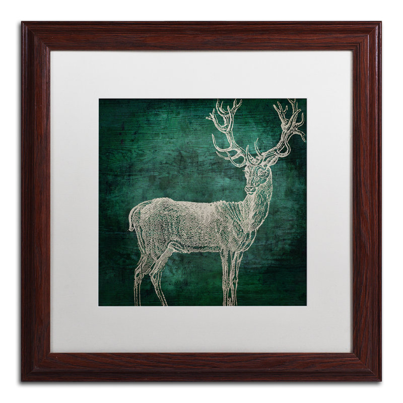 «Emerald Deer» par Jadaya, impression encadrée, Blanc, H 16 po x l 16 po x P 0,5 po