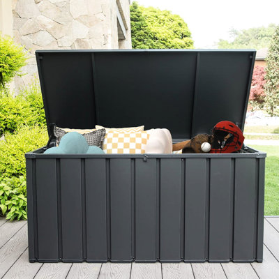 Bac de patio imperméable 120 gallons - Rangement extérieur verrouillable pour coussins, articles de jardin