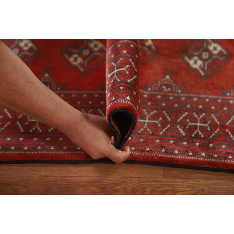 Tapis traditionnel rouge à motif géométrique 3 x 10