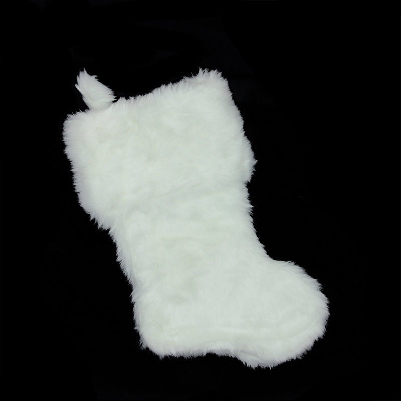 Chaussette de Noël 19 po en peluche blanche