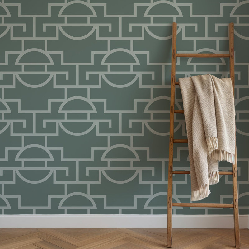 Vintage Lattice - Jade Wallpaper, Blue