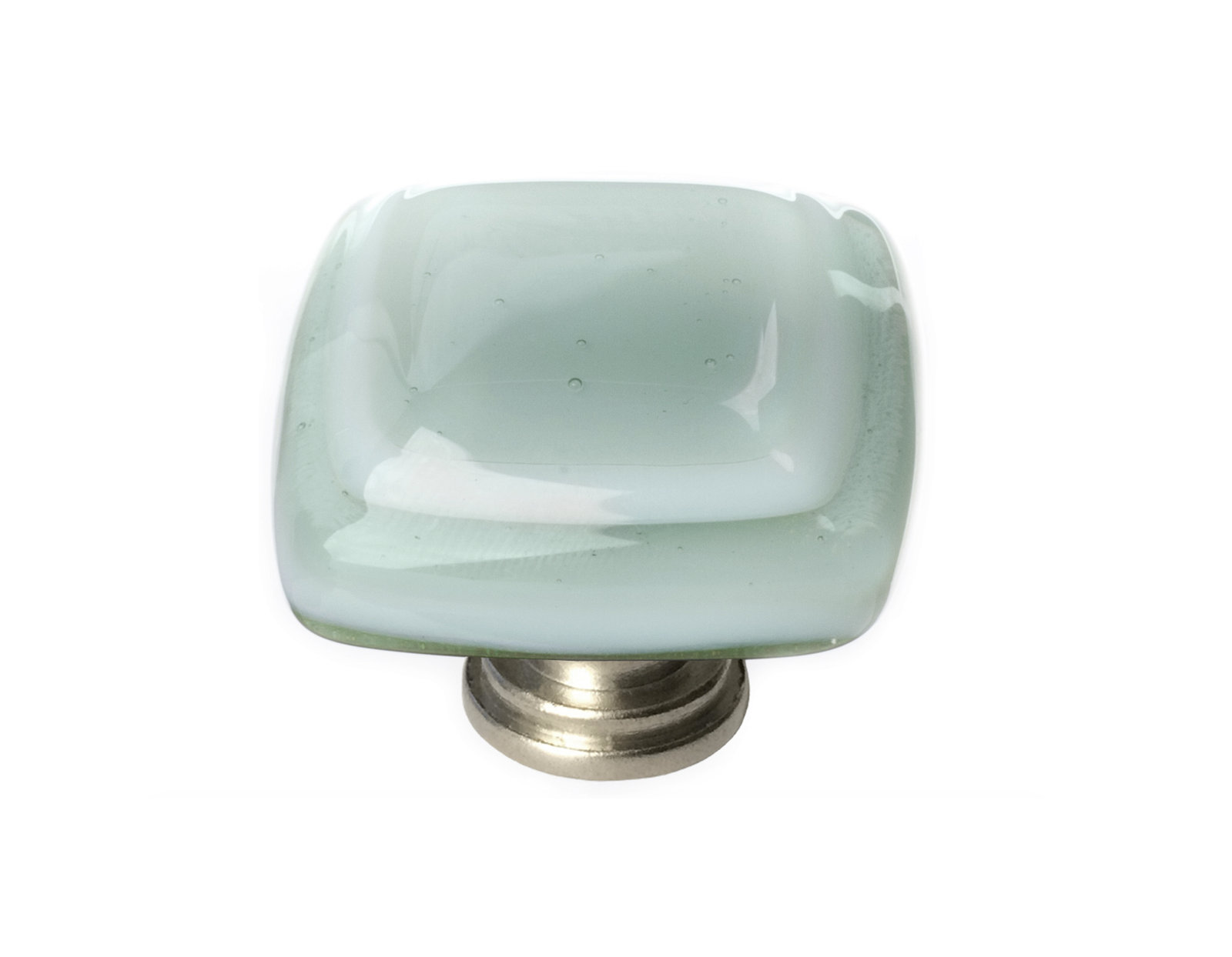 Stratum Square Knob Knob, Spruce Green , Satin Nickel