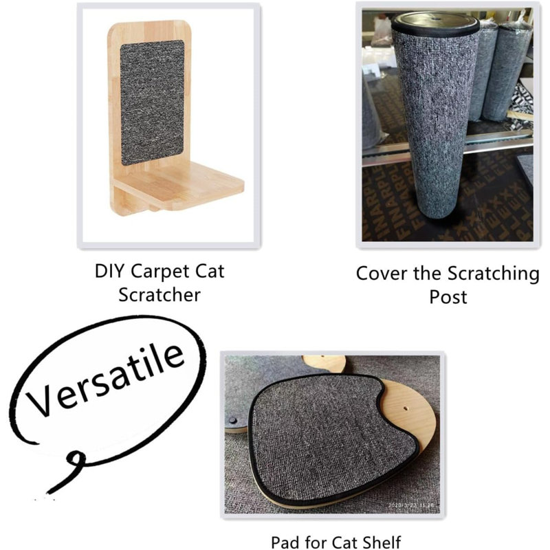 Tapis de remplacement 78,7 po x 15,8 po auto-adhésif pour tapis de chat, Gris