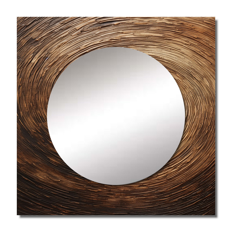Miroir carré à spirale abstraite Hayzen, 23 po x 23 po