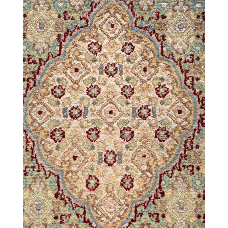 Hayner One-of-a-Kind Hand-Knotted New Age 9'1" x 12'5" Wool Area Rug in Blue/Ivory/Red