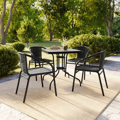 Arthor Rattan Indoor/Outdoor Stacking Restaurant Chairs by Flash Furniture