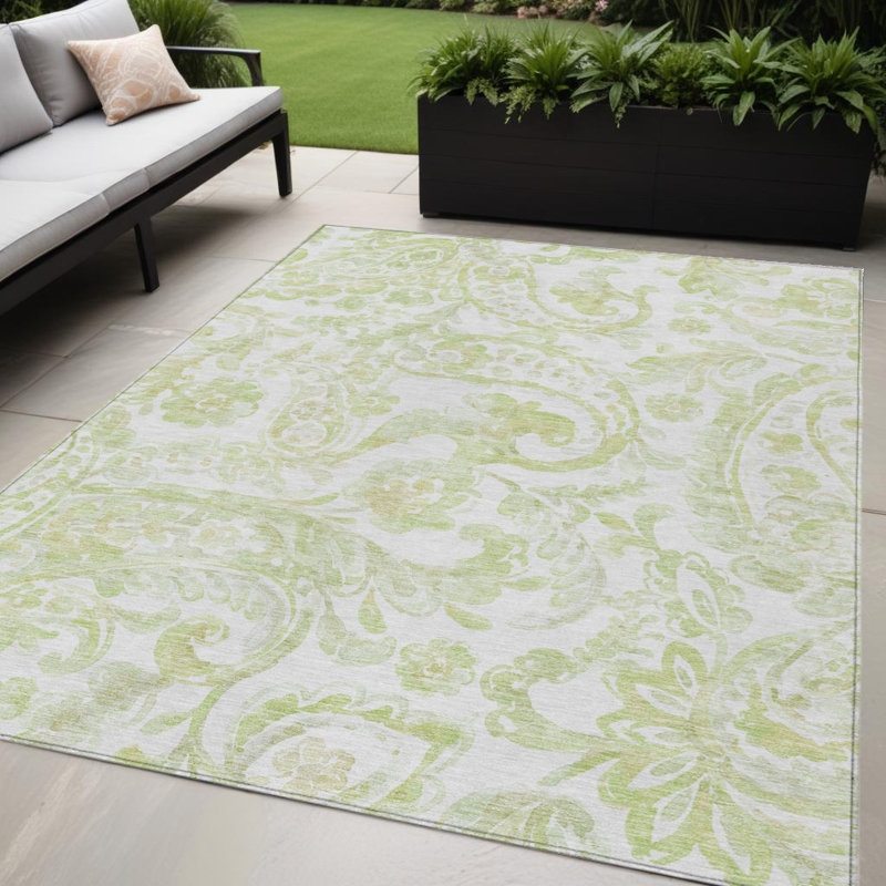 Tapis intérieur lavable à motif cachemire ivoire 5 pi x 8 pi