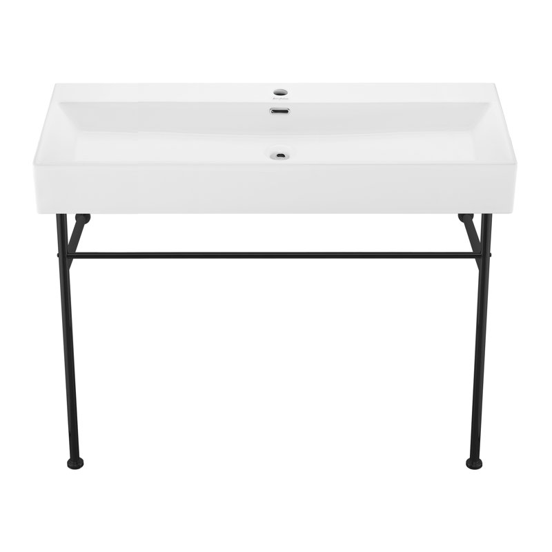 Lavabo console en céramique Claire 40, Blanc/noir
