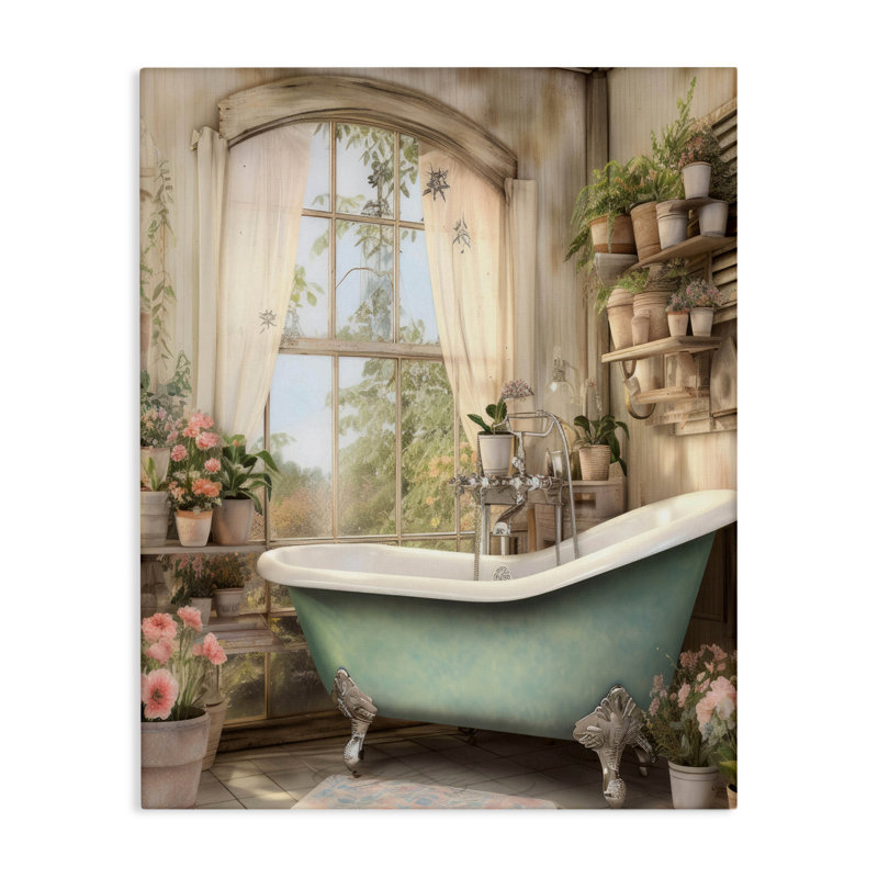Toile avec tablettes à motif floral, H 20 po x l 16 po