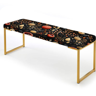 Bohemian Bliss Floral Pattern - Floral Upholstered Gold Bench