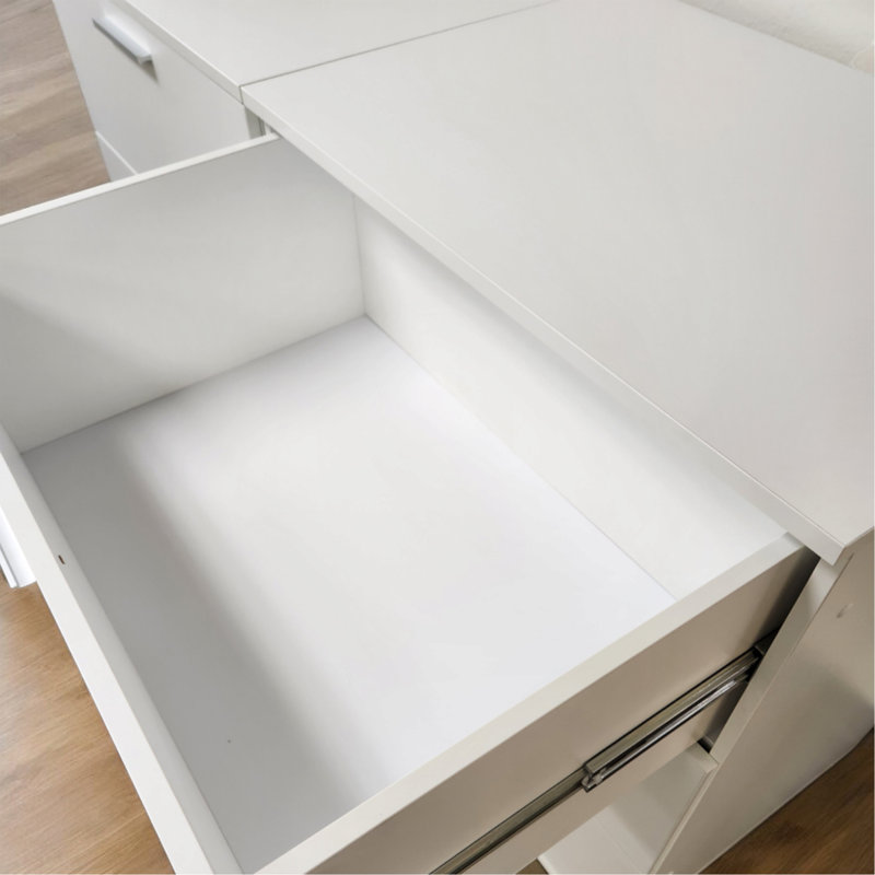 Commode modulaire à trois tiroirs en blanc