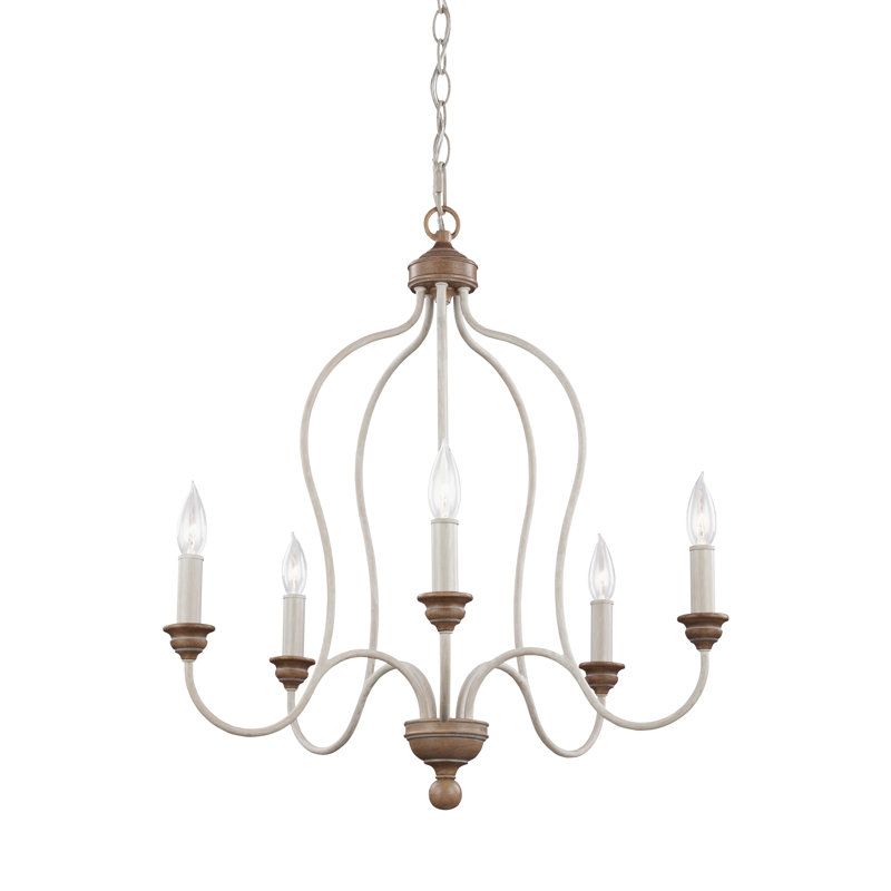 Avajo 5 - Light Dimmable Classic / Traditional Chandelier, Chalk Washed/Beachwood, Not Energy Star, No