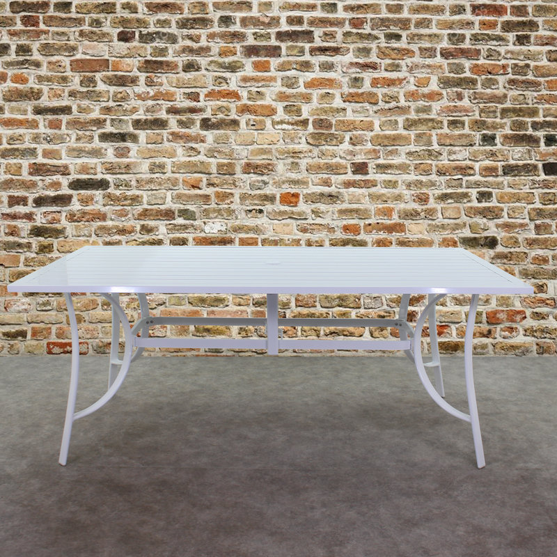 Table de salle à manger en aluminium Abbie-Lea, L 41,97 po x L 84,02 po x H 27,56 po