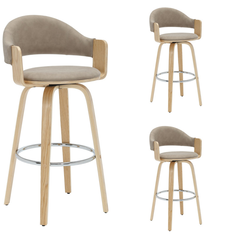 Wessels 40 po H 3 pièces de 3 tabourets de bar en taupe, Taupe, 40"