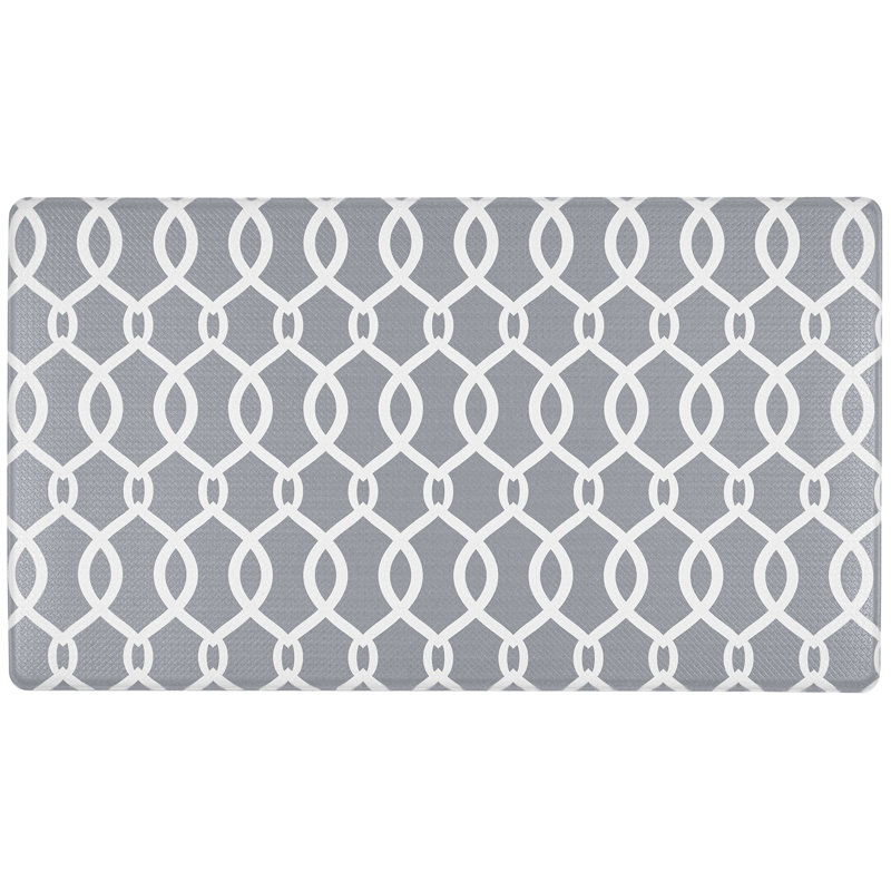 Geometric Water Resistant Anti-Fatigue Non-Skid Kitchen Mat, Gray, Rectangle 1'8" x 3'