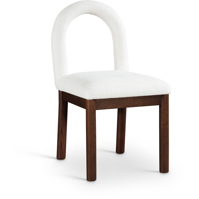 Chaise Macleod, Tissu crème texturé en lin, Brun