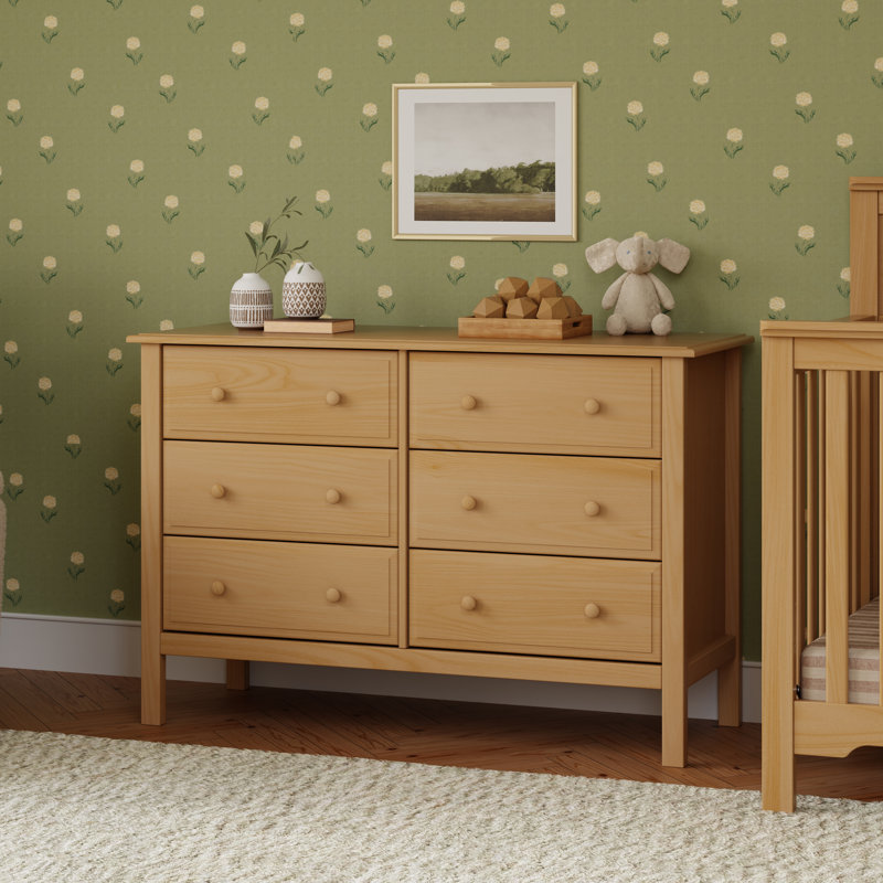 Jayden 6 Drawer 48" W Double Dresser, Honey