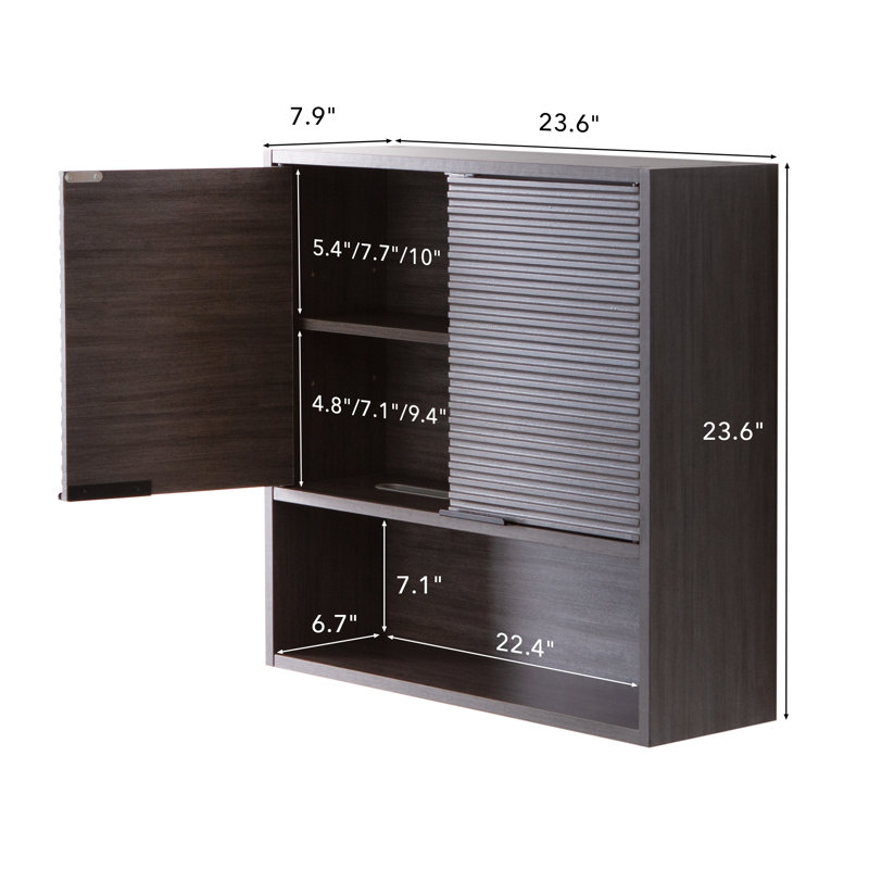 Wall-mounted Bathroom Over-the-toilet Cabinet With Motion Sensor Led And Built-in Tissue Holder In Natural Oak, Gray