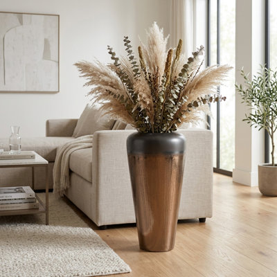 Vase de plancher texturé en céramique pour console - Vase à fleurs contemporain pour table