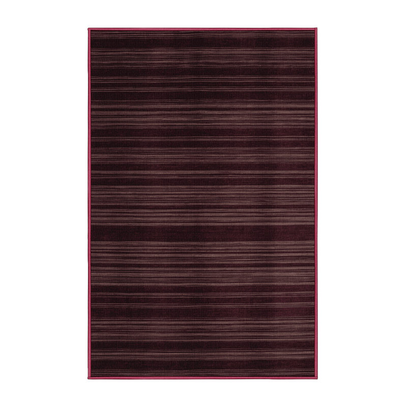 Tapis rouge à rayures horizontales lavable à la machine, Rectangle 7 pi x 9 pi