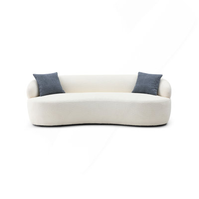 Canapé incurvé moderne du milieu du siècle, canapé nuage 3 places en tissu bouclé pour salon ou chambre, beige bureau