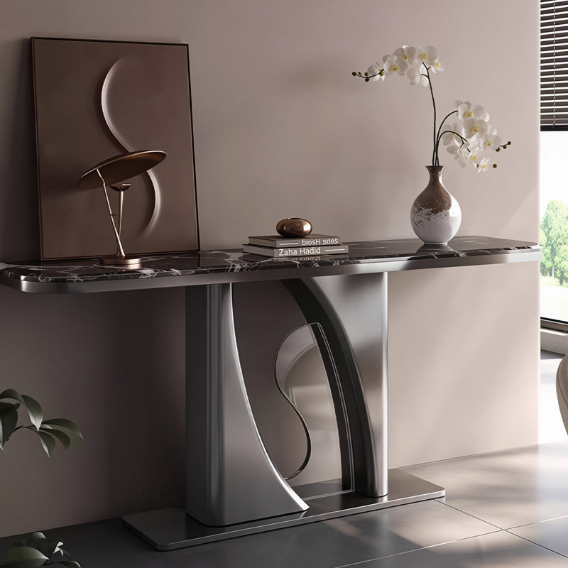 Stone Top Console Table, H 33,46 po x l 39,37 po x P 13,78 po