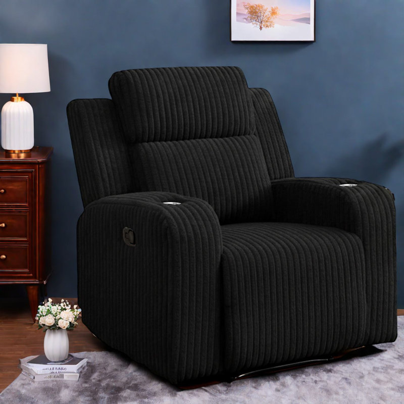 Fauteuils inclinables luxueux en velours côtelé de style moderne avec chargement USB et sans fil pour le divertissement dans le salon