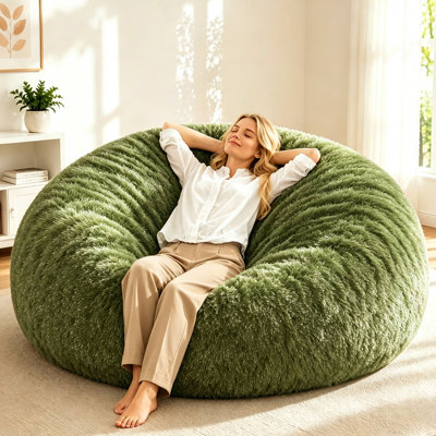 6FT Bean Bag Chair for Adults, Large Bean Bags Couch with Filler,Cozy Giant Beanbags Lounger for Living Room,Movie Nights,Reading,Compressed Packaging
