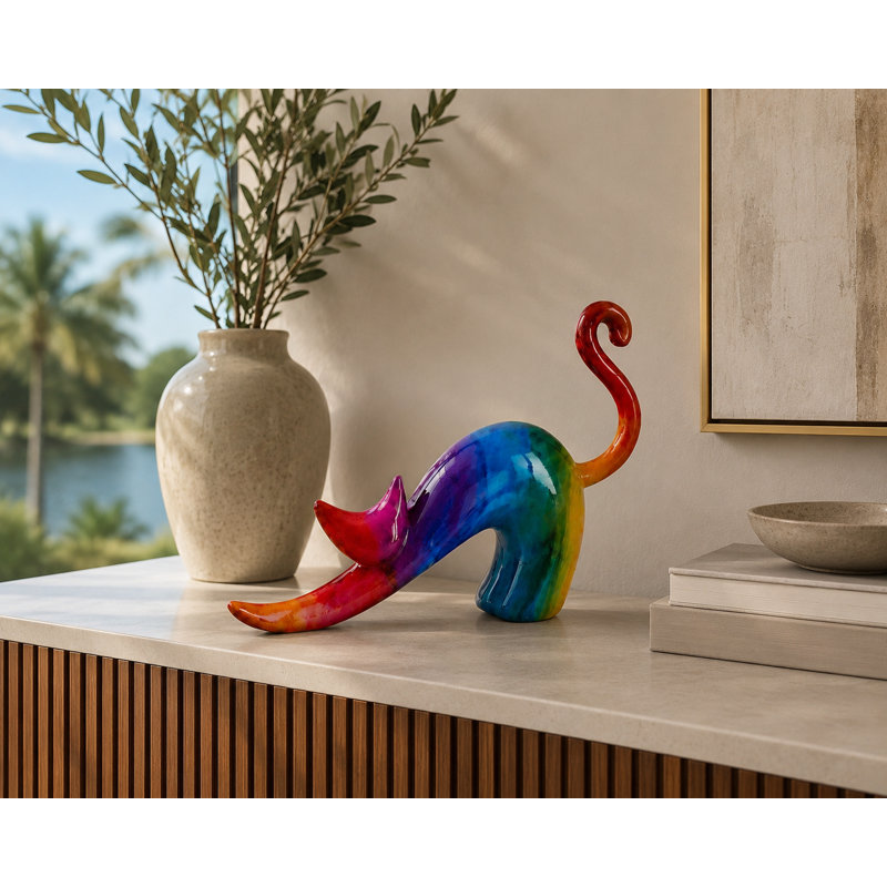 Stretching Cat Sculpture